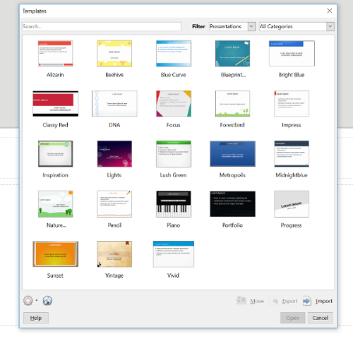LibreOffice 6.0's Impress templates